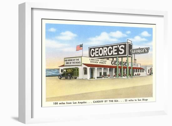 George's Gas Station, Cardiff by the Sea, California-null-Framed Premium Giclee Print