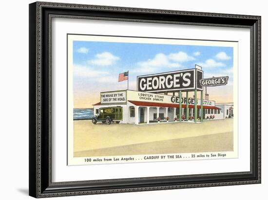 George's Gas Station, Cardiff by the Sea, California-null-Framed Premium Giclee Print