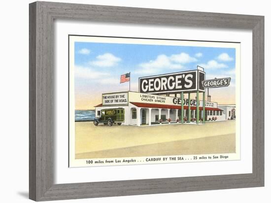 George's Gas Station, Cardiff by the Sea, California-null-Framed Art Print
