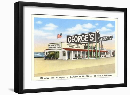 George's Gas Station, Cardiff by the Sea, California-null-Framed Art Print