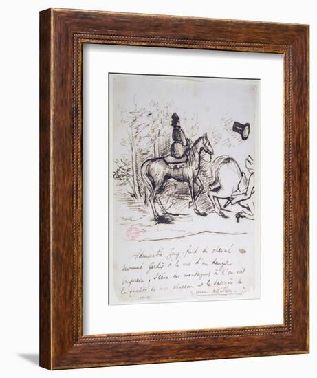 George Sand's Horse Displaying Sangfroid Behind the Stumbling Horse of Alfred De Musset-Alfred de Musset-Framed Giclee Print