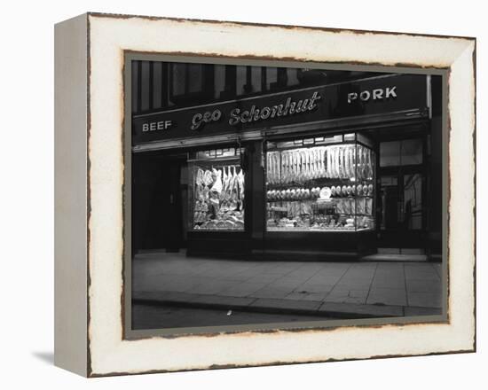 George Schonhuts Butchers Shop in Rotherham, South Yorkshire, 1955-Michael Walters-Framed Premier Image Canvas