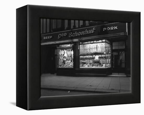 George Schonhuts Butchers Shop in Rotherham, South Yorkshire, 1955-Michael Walters-Framed Premier Image Canvas