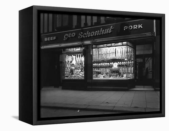George Schonhuts Butchers Shop in Rotherham, South Yorkshire, 1955-Michael Walters-Framed Premier Image Canvas