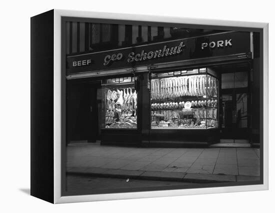 George Schonhuts Butchers Shop in Rotherham, South Yorkshire, 1955-Michael Walters-Framed Premier Image Canvas