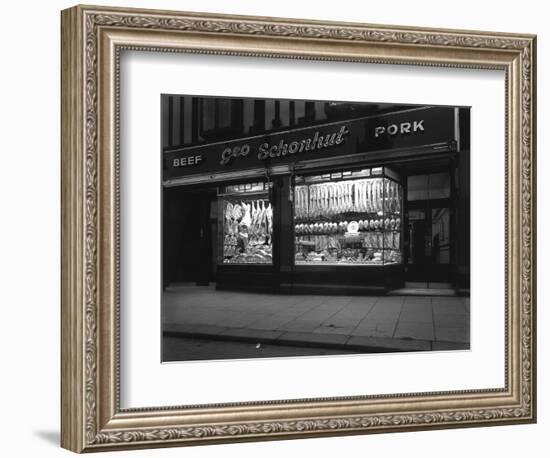 George Schonhuts Butchers Shop in Rotherham, South Yorkshire, 1955-Michael Walters-Framed Photographic Print