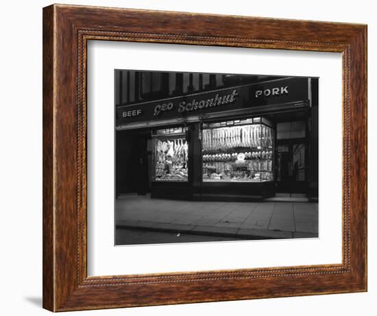 George Schonhuts Butchers Shop in Rotherham, South Yorkshire, 1955-Michael Walters-Framed Photographic Print