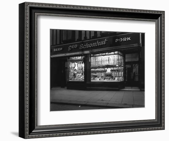 George Schonhuts Butchers Shop in Rotherham, South Yorkshire, 1955-Michael Walters-Framed Photographic Print