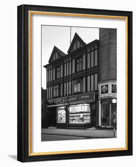 George Schonhuts Butchers Shop in Rotherham, South Yorkshire, 1955-Michael Walters-Framed Photographic Print