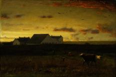 Farm Landscape, Cattle in Pasture, Sunset, Nantucket, C.1883-George Snr. Inness-Framed Giclee Print
