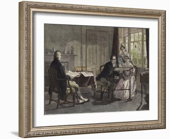 George Stephenson at Darlington in 1823-Alfred Rankley-Framed Giclee Print