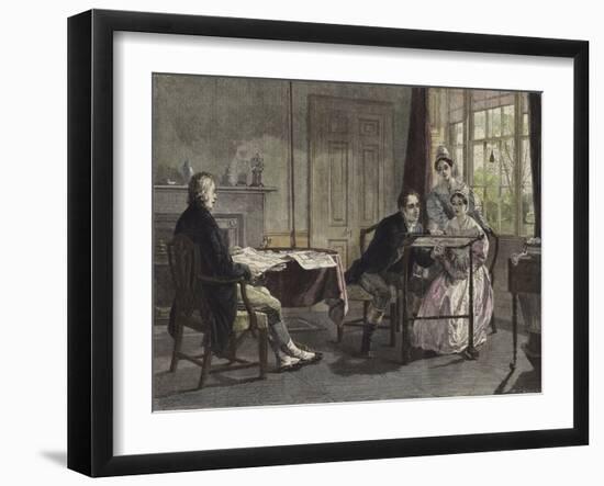 George Stephenson at Darlington in 1823-Alfred Rankley-Framed Giclee Print