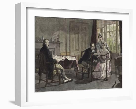 George Stephenson at Darlington in 1823-Alfred Rankley-Framed Giclee Print