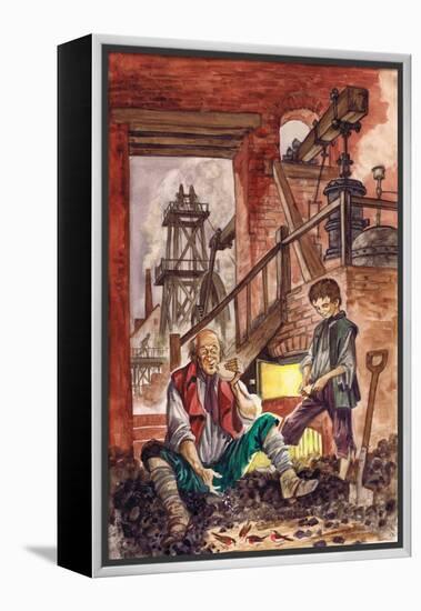 George Stephenson Watching His Father Feed Crumbs to the Robins He Had Tamed (Gouache on Paper)-Peter Jackson-Framed Premier Image Canvas