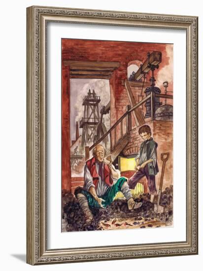 George Stephenson Watching His Father Feed Crumbs to the Robins He Had Tamed (Gouache on Paper)-Peter Jackson-Framed Giclee Print