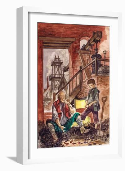 George Stephenson Watching His Father Feed Crumbs to the Robins He Had Tamed (Gouache on Paper)-Peter Jackson-Framed Giclee Print