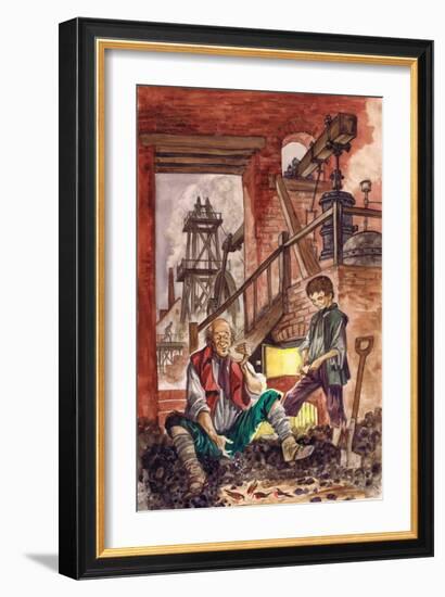 George Stephenson Watching His Father Feed Crumbs to the Robins He Had Tamed (Gouache on Paper)-Peter Jackson-Framed Giclee Print