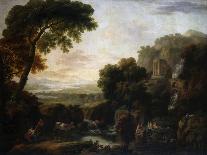 Italianate Landscape with a Capriccio View of Tivoli, a Shepherd and Shepherdess and Cattle-George the Elder Barret-Giclee Print