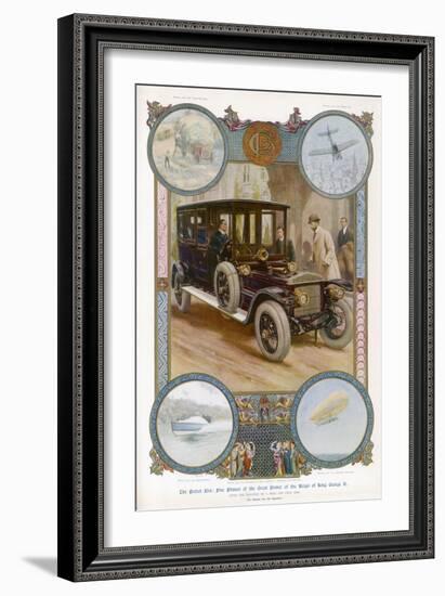 George V Enters the Royal Daimler-Samuel Begg-Framed Art Print
