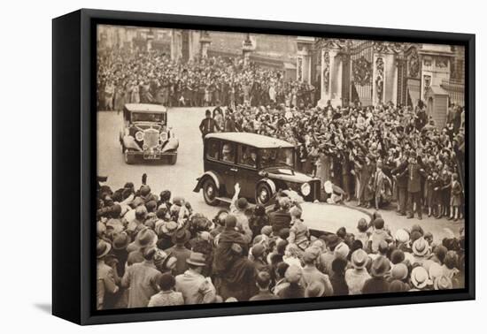 George Vi and Queen Elizabeth Leave Buckigham Palace to Holiday in Windsor, 1937-null-Framed Premier Image Canvas