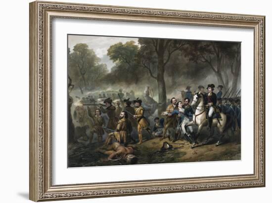 George Washington 1732-1799, First U.S. President, on Horseback during the Battle of Monongahela-null-Framed Giclee Print