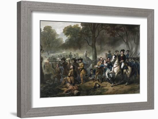George Washington 1732-1799, First U.S. President, on Horseback during the Battle of Monongahela-null-Framed Giclee Print
