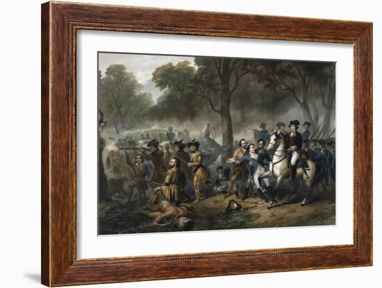 George Washington 1732-1799, First U.S. President, on Horseback during the Battle of Monongahela-null-Framed Giclee Print