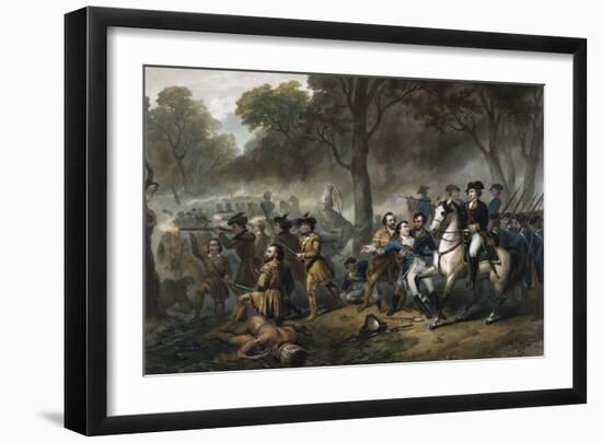 George Washington 1732-1799, First U.S. President, on Horseback during the Battle of Monongahela-null-Framed Giclee Print