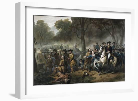 George Washington 1732-1799, First U.S. President, on Horseback during the Battle of Monongahela-null-Framed Giclee Print