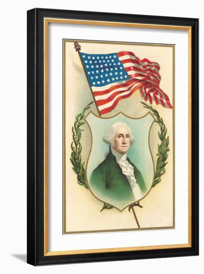 George Washington and Flag-null-Framed Art Print