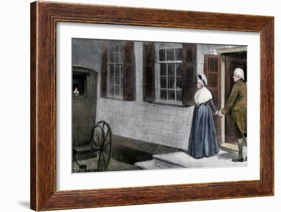 George Washington and His Wife Martha Saying Farewell to Guests at Mount Vernon-null-Framed Giclee Print