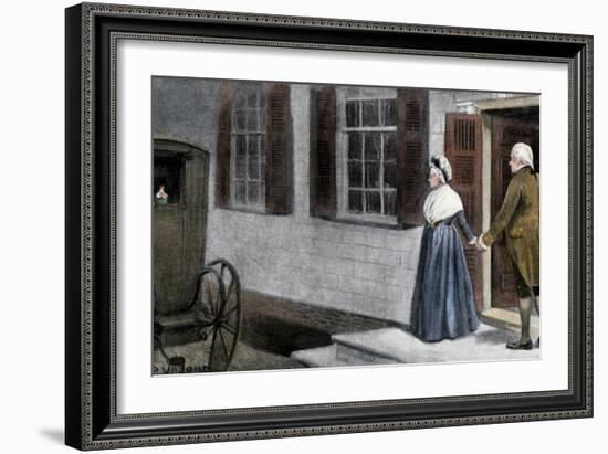 George Washington and His Wife Martha Saying Farewell to Guests at Mount Vernon-null-Framed Giclee Print