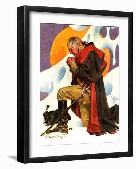 "George Washington at Valley Forge,"February 23, 1935-Joseph Christian Leyendecker-Framed Giclee Print