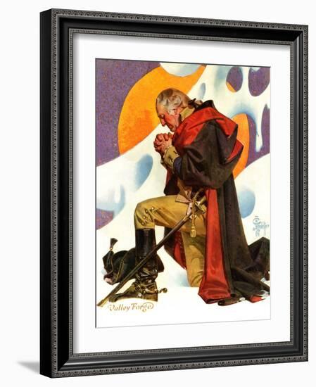 "George Washington at Valley Forge,"February 23, 1935-Joseph Christian Leyendecker-Framed Giclee Print