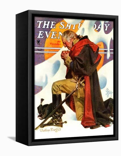 "George Washington at Valley Forge," Saturday Evening Post Cover, February 23, 1935-Joseph Christian Leyendecker-Framed Premier Image Canvas
