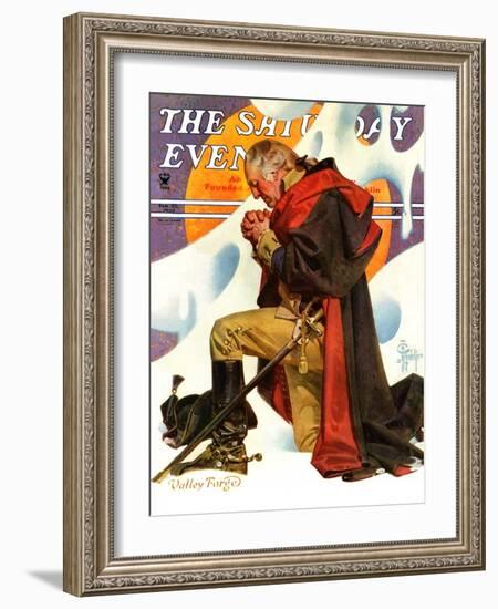 "George Washington at Valley Forge," Saturday Evening Post Cover, February 23, 1935-Joseph Christian Leyendecker-Framed Giclee Print