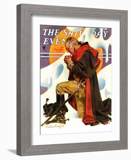 "George Washington at Valley Forge," Saturday Evening Post Cover, February 23, 1935-Joseph Christian Leyendecker-Framed Giclee Print