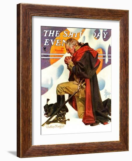 "George Washington at Valley Forge," Saturday Evening Post Cover, February 23, 1935-Joseph Christian Leyendecker-Framed Giclee Print