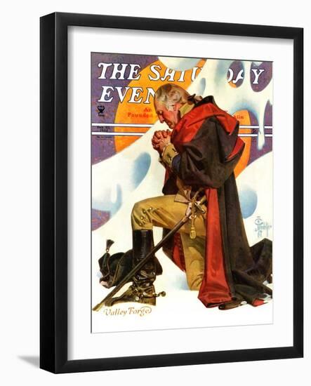 "George Washington at Valley Forge," Saturday Evening Post Cover, February 23, 1935-Joseph Christian Leyendecker-Framed Giclee Print