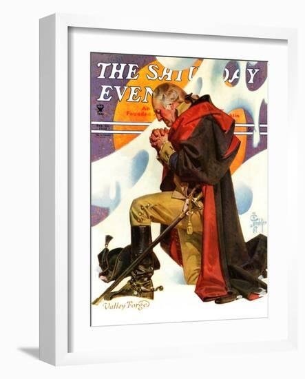 "George Washington at Valley Forge," Saturday Evening Post Cover, February 23, 1935-Joseph Christian Leyendecker-Framed Giclee Print