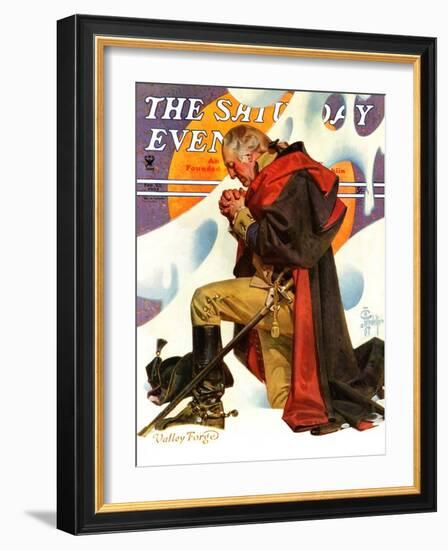 "George Washington at Valley Forge," Saturday Evening Post Cover, February 23, 1935-Joseph Christian Leyendecker-Framed Giclee Print