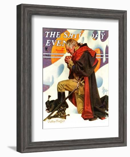 "George Washington at Valley Forge," Saturday Evening Post Cover, February 23, 1935-Joseph Christian Leyendecker-Framed Giclee Print