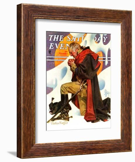 "George Washington at Valley Forge," Saturday Evening Post Cover, February 23, 1935-Joseph Christian Leyendecker-Framed Giclee Print