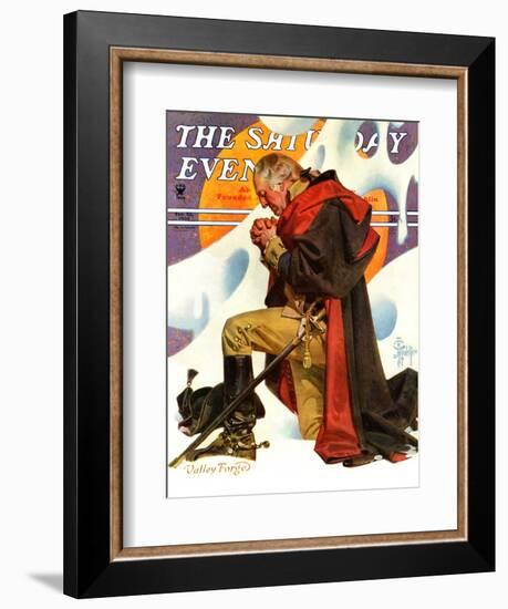 "George Washington at Valley Forge," Saturday Evening Post Cover, February 23, 1935-Joseph Christian Leyendecker-Framed Giclee Print