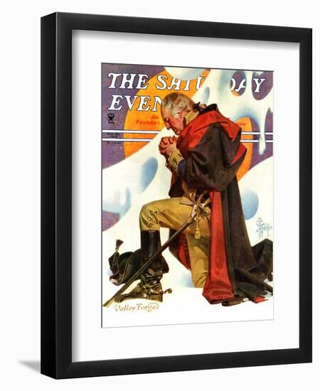 "George Washington at Valley Forge," Saturday Evening Post Cover, February 23, 1935-Joseph Christian Leyendecker-Framed Giclee Print