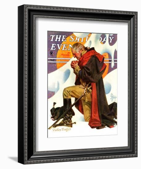 "George Washington at Valley Forge," Saturday Evening Post Cover, February 23, 1935-Joseph Christian Leyendecker-Framed Giclee Print