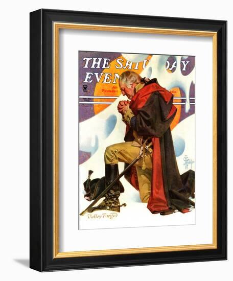 "George Washington at Valley Forge," Saturday Evening Post Cover, February 23, 1935-Joseph Christian Leyendecker-Framed Giclee Print