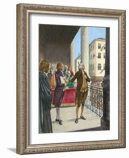 George Washington Being Sworn in as the First President of America in New York-Peter Jackson-Framed Giclee Print