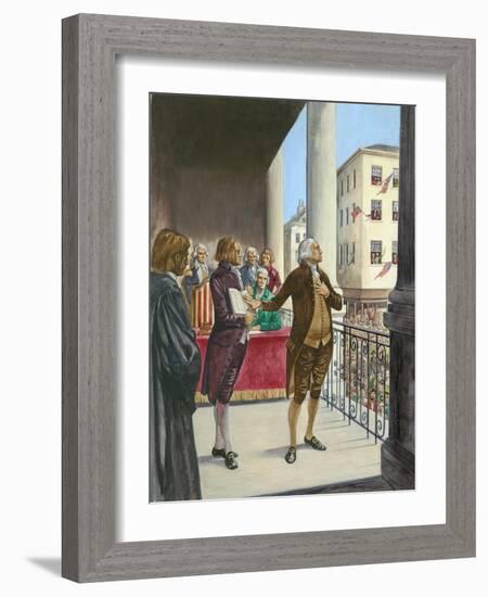 George Washington Being Sworn in as the First President of America in New York-Peter Jackson-Framed Giclee Print