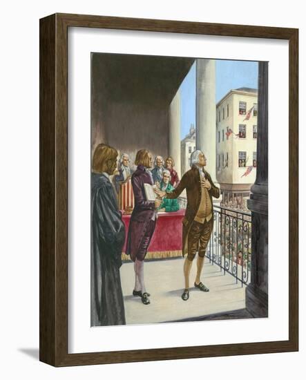 George Washington Being Sworn in as the First President of America in New York-Peter Jackson-Framed Giclee Print